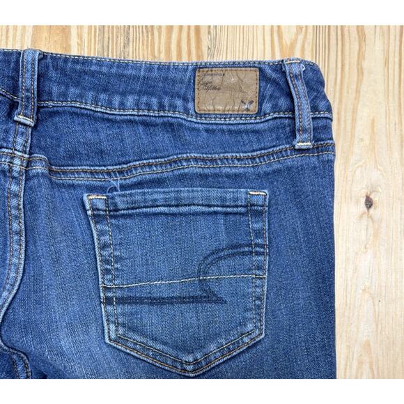 American Eagle Jeans Women 8 Long Favorite Boyfriend Flared Dark Wash Y2K - Picture 5 of 7